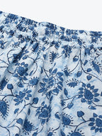 TAG 7 Women White & Blue Printed Pure Cotton Flared Palazzos | Grocsy