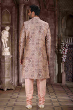 Raivat Ethnic Art Silk Digital Print Sherwani In Peach Colour | Grocsy