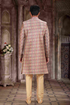 Raivat Ethnic Art Silk Digital Print Sherwani In Pink Colour | Grocsy