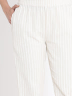 Juniper Women Natural Cotton Flex Striped Slim Fit Pant/Slim Pant | Grocsy