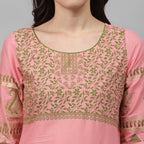 Maai Rayon Hand Printed Kurta Peach | Grocsy
