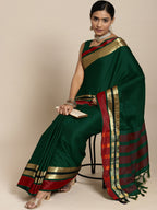 Saree Mall Green & Maroon Zari Silk Blend Uppada Sarees | Grocsy