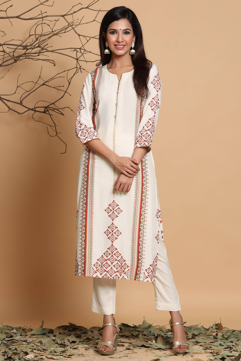 Juniper Ivory Viscose Rayon Kurta | Grocsy