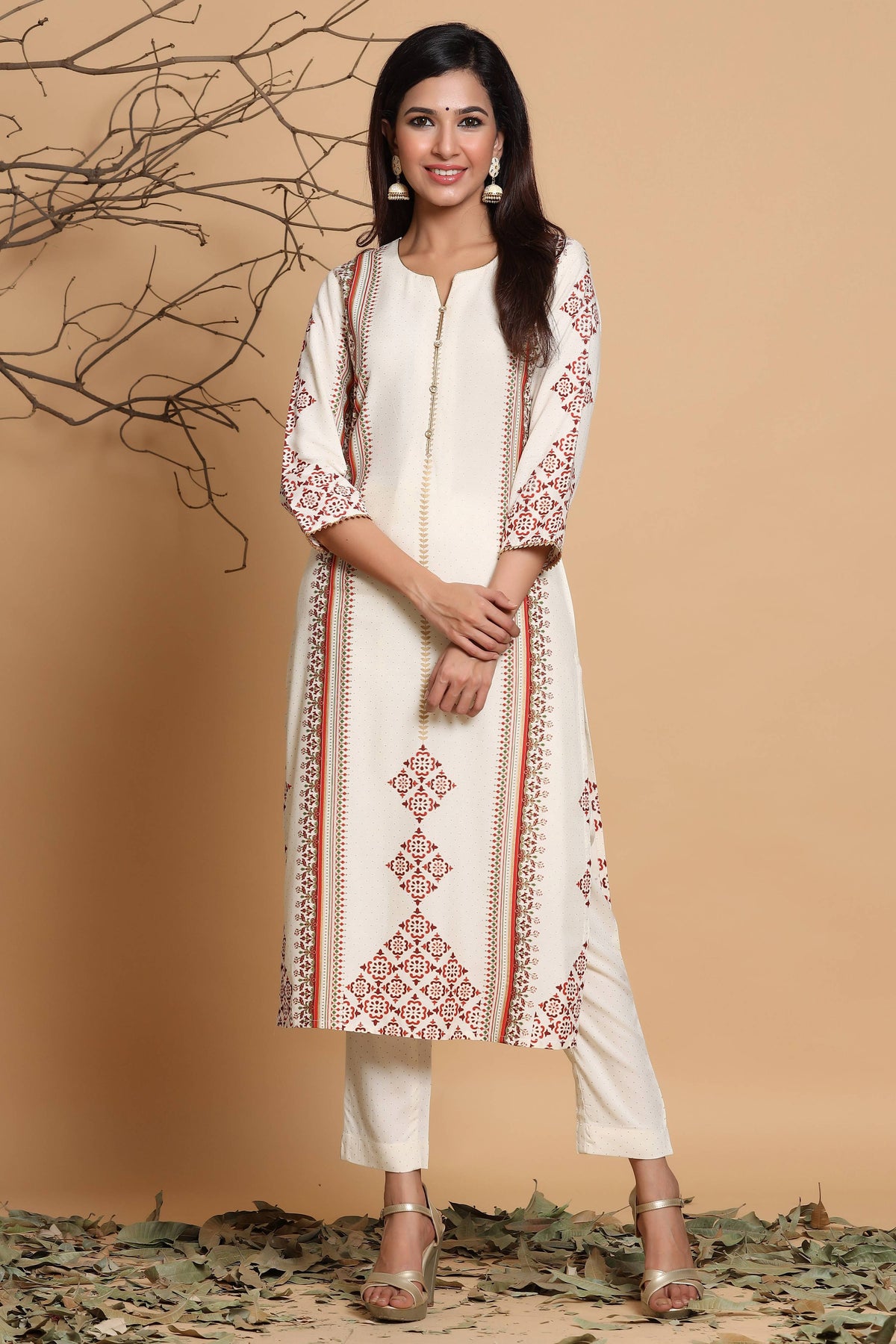 Juniper Ivory Viscose Rayon Kurta | Grocsy
