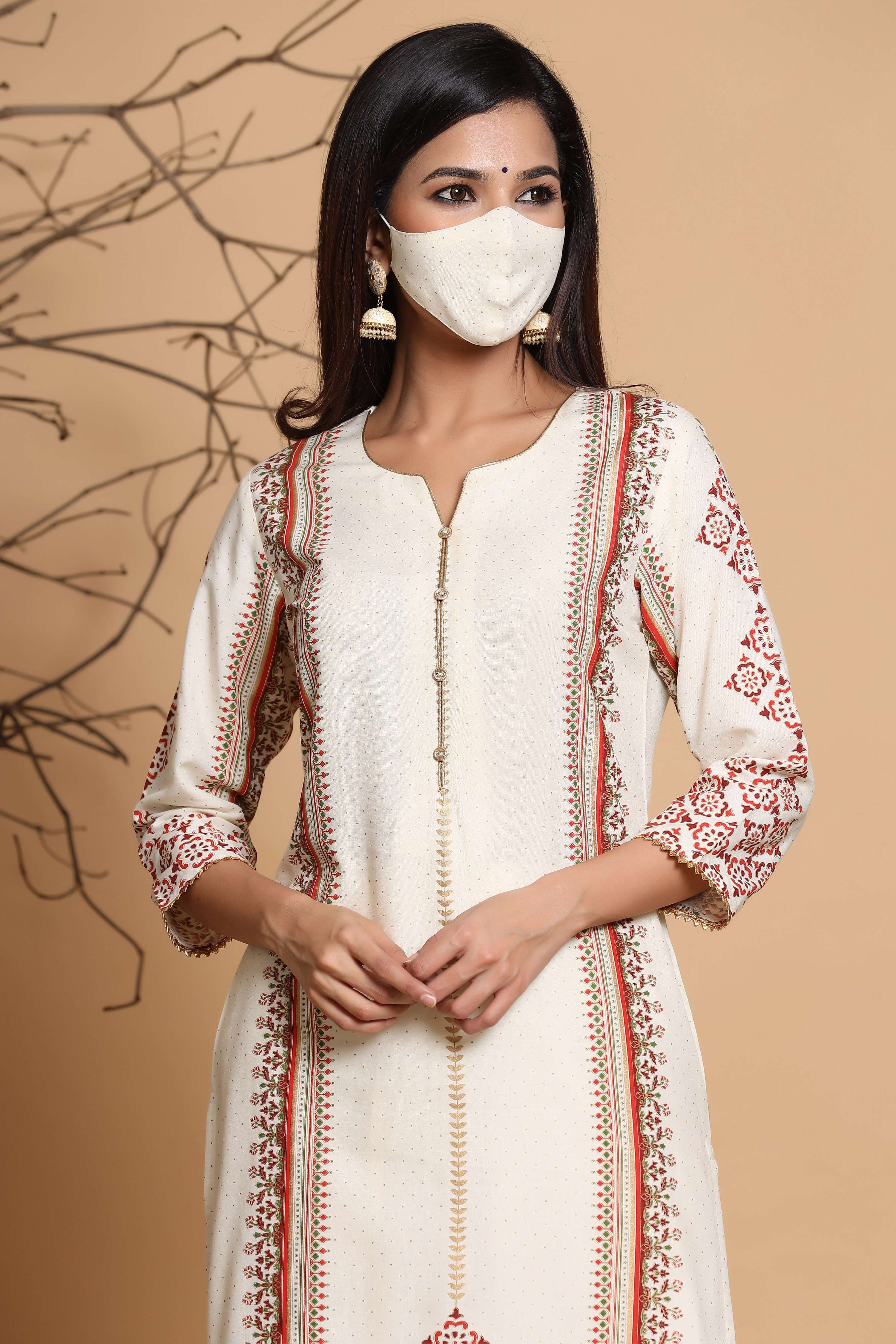 Juniper Ivory Viscose Rayon Kurta | Grocsy