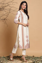 Juniper Ivory Viscose Rayon Kurta | Grocsy