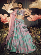 Myra Dusty Pink Velvet Embroidered Designer Lehenga | Grocsy