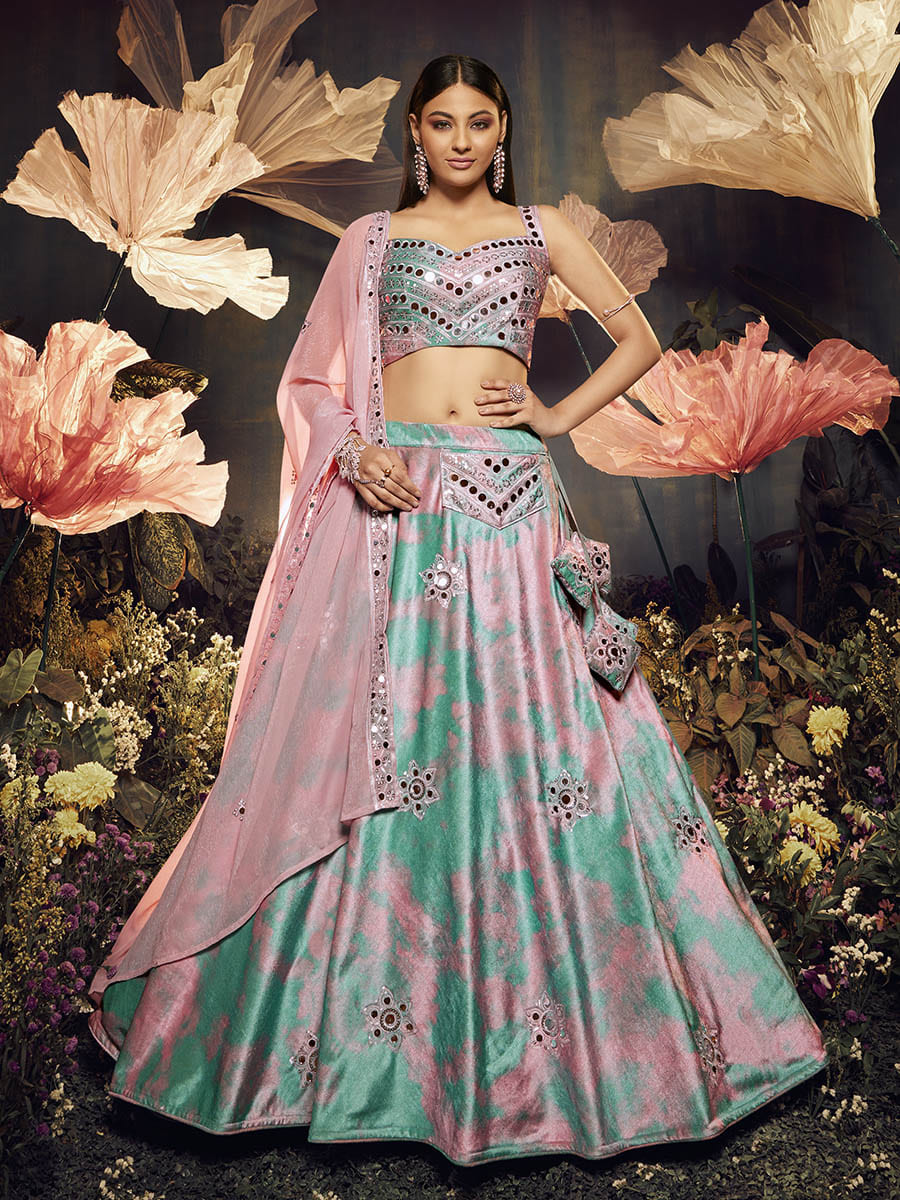 Myra Dusty Pink Velvet Embroidered Designer Lehenga | Grocsy