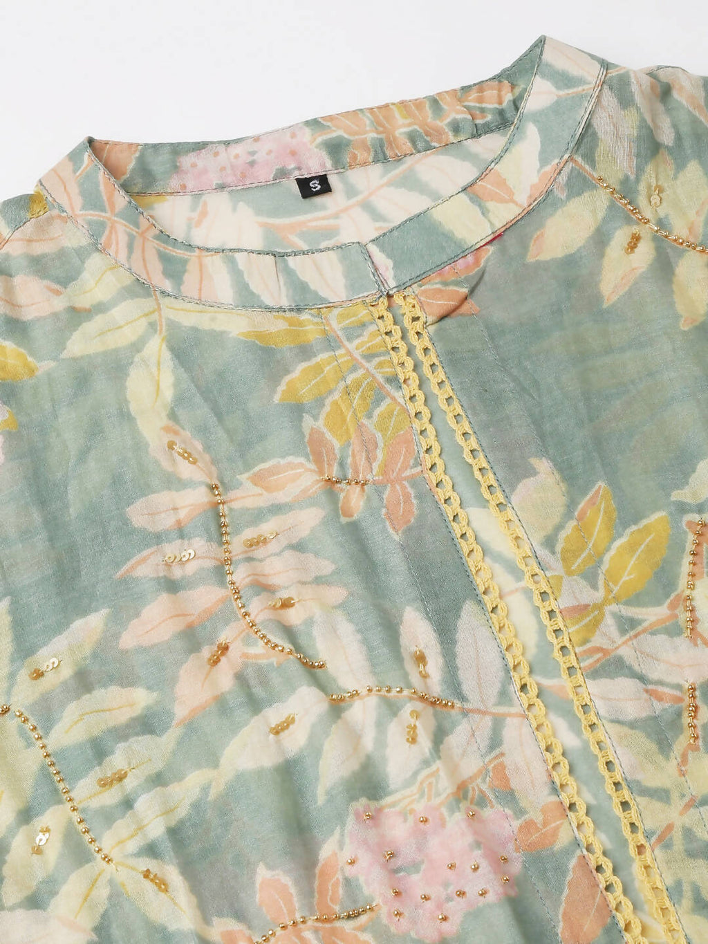 Green Cotton Solid Flared Dress with Printed Shrug - Yukti | Grocsy