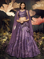 Myra Purple Velvet Embroidered Designer Lehenga | Grocsy