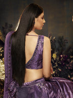 Myra Purple Velvet Embroidered Designer Lehenga | Grocsy