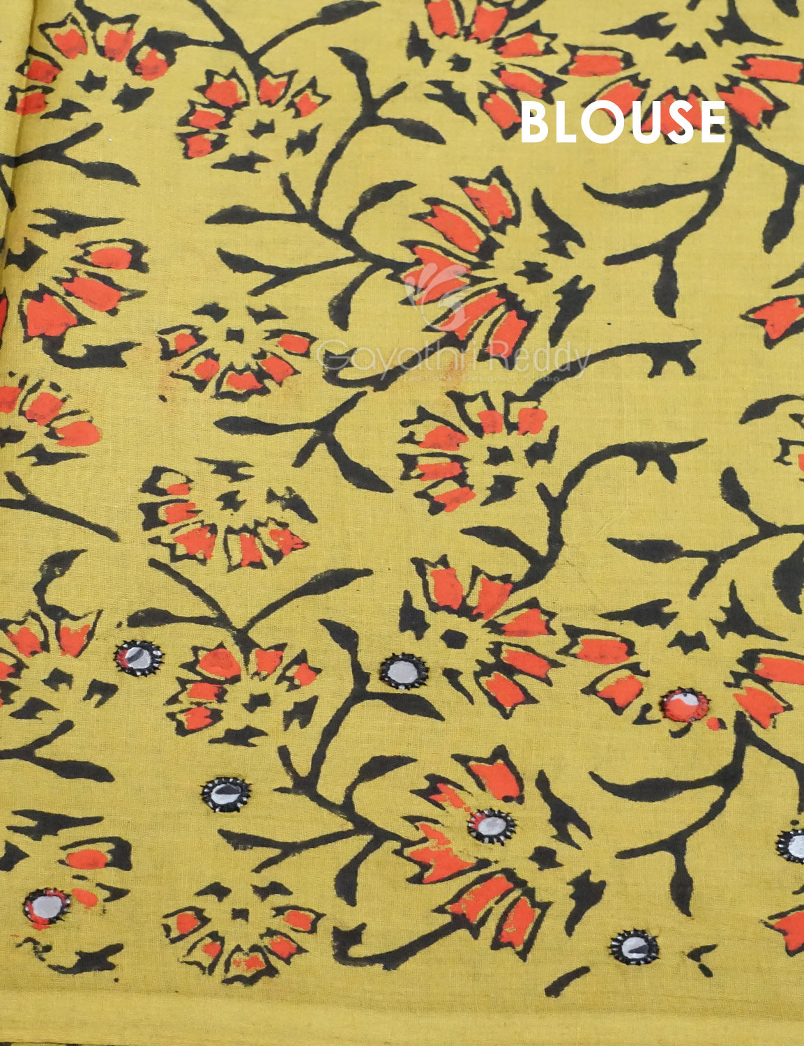 Mehndi Green Colour Block Print With Mirron Embroidered Pure Mulmul Cotton Saree By Gayathri Reddy Designer Studio | Grocsy