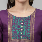 Maai Rayon Hand Printed Kurta Purple | Grocsy