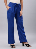 Souchii Women Blue Casual Drawstring Palazzos | Grocsy