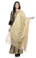 A R Silk Women's Chanderi Zari Embroidery Golden Fancy Chunni | Grocsy
