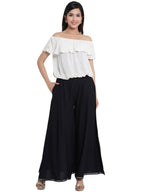 Juniper Women Black Rayon Solid Flared Palazzo | Grocsy
