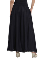 Juniper Women Black Rayon Solid Flared Palazzo | Grocsy
