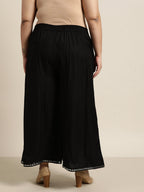 Juniper Women`s Black Rayon Daily Wear Solid Flared Palazzo | Grocsy