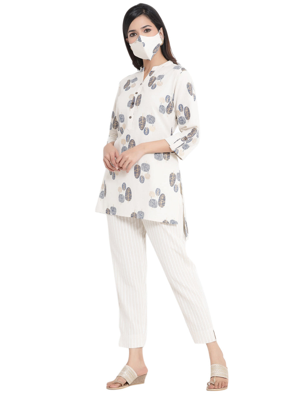 Juniper Women Natural Cotton Flex Printed High-Low Kurta | Grocsy