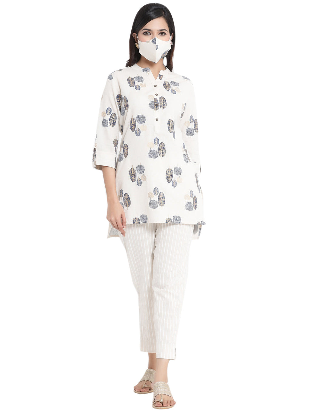 Juniper Women Natural Cotton Flex Printed High-Low Kurta | Grocsy