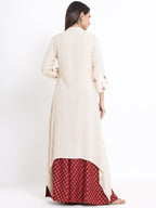 Juniper Women's Ivory Geometric Printed & Embroidered Rayon Kurta | Grocsy