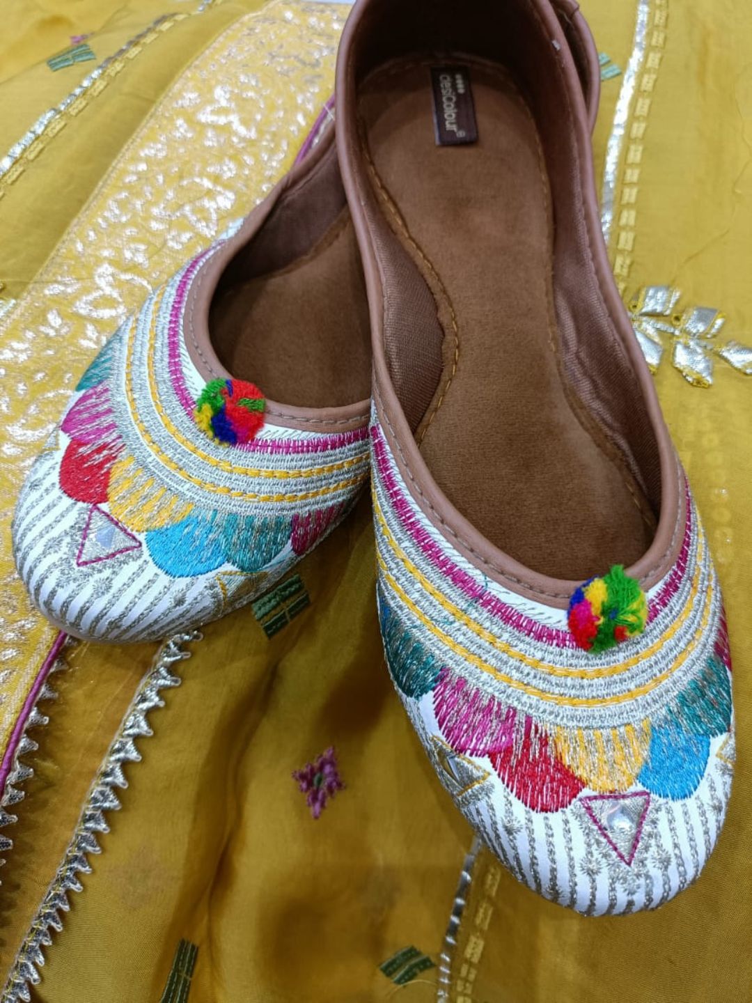 Desi Colour Women Indian Ethnic Footwear-Multi Flower | Grocsy