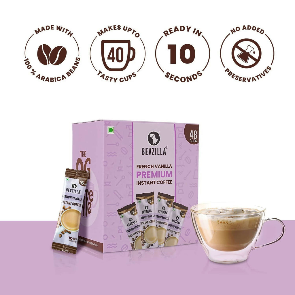 Bevzilla Instant Coffee Powder Sachets (French Vanilla) | Grocsy