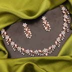 Tehzeeb Creations Brass, Stone, Crystal, Stainless Steel Gold-Polished Pink Jewel Set | Grocsy