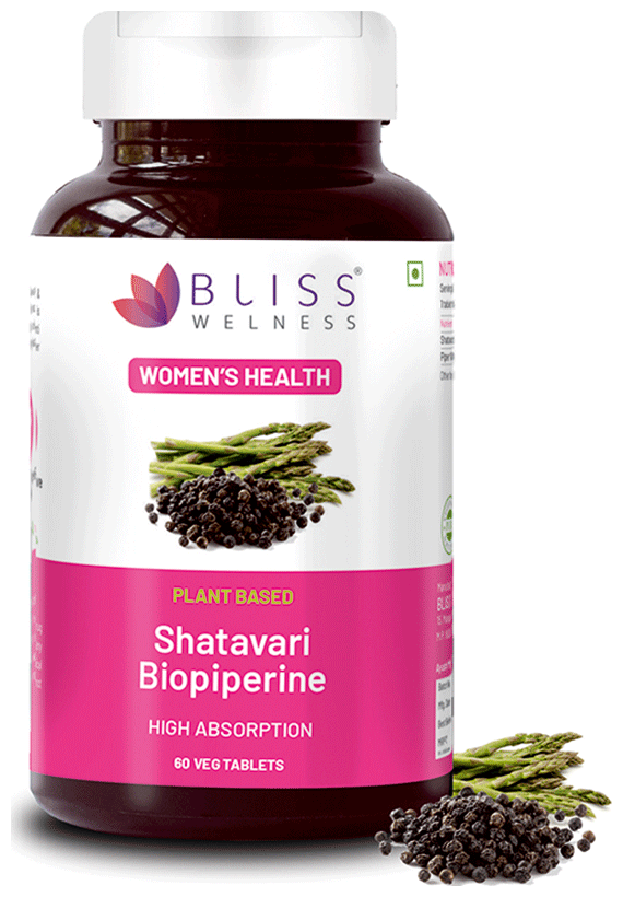 Bliss Welness Women's Wellness Shatavari Biopiperine Veg Tablet | Grocsy