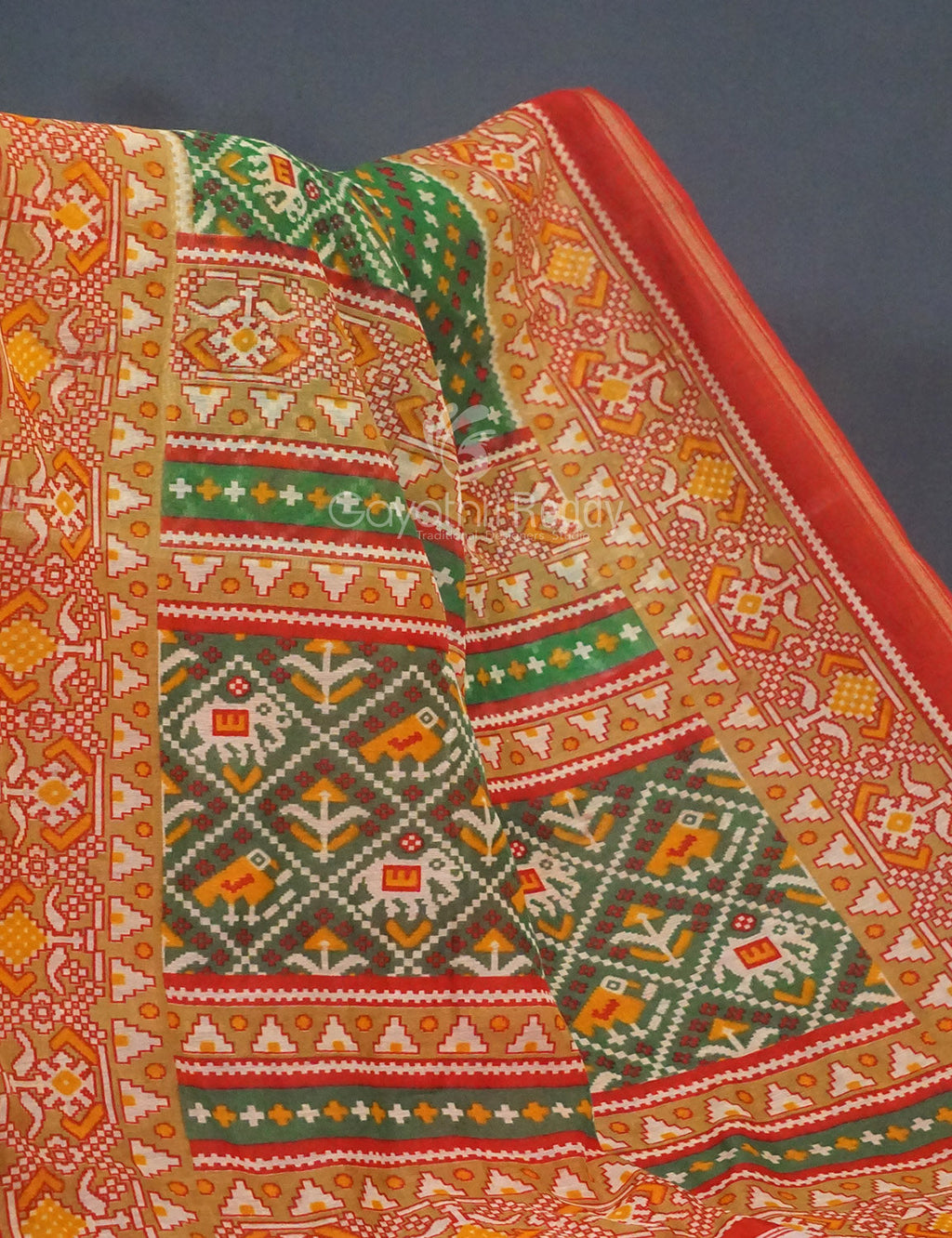Shades of Parrot Green Bandhni Design Semi Chanderi Saree By Gayathri Reddy Designer Studio | Grocsy