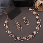 Tehzeeb Creations Brass, Stone, Crystal, Stainless Steel Gold-Polished Black Jewel Set | Grocsy