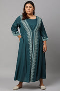 W for Woman Plus Size Teal Mock Layered Liva Eco Kimono Jumpsuit | Grocsy
