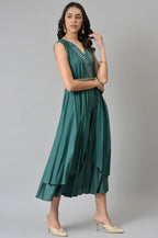 W for Woman Green Gillet Kimono Jumpsuit With Embellished Belt | Grocsy