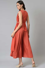 W for Woman Red Gillet Kimono Jumpsuit With Embellished Belt | Grocsy