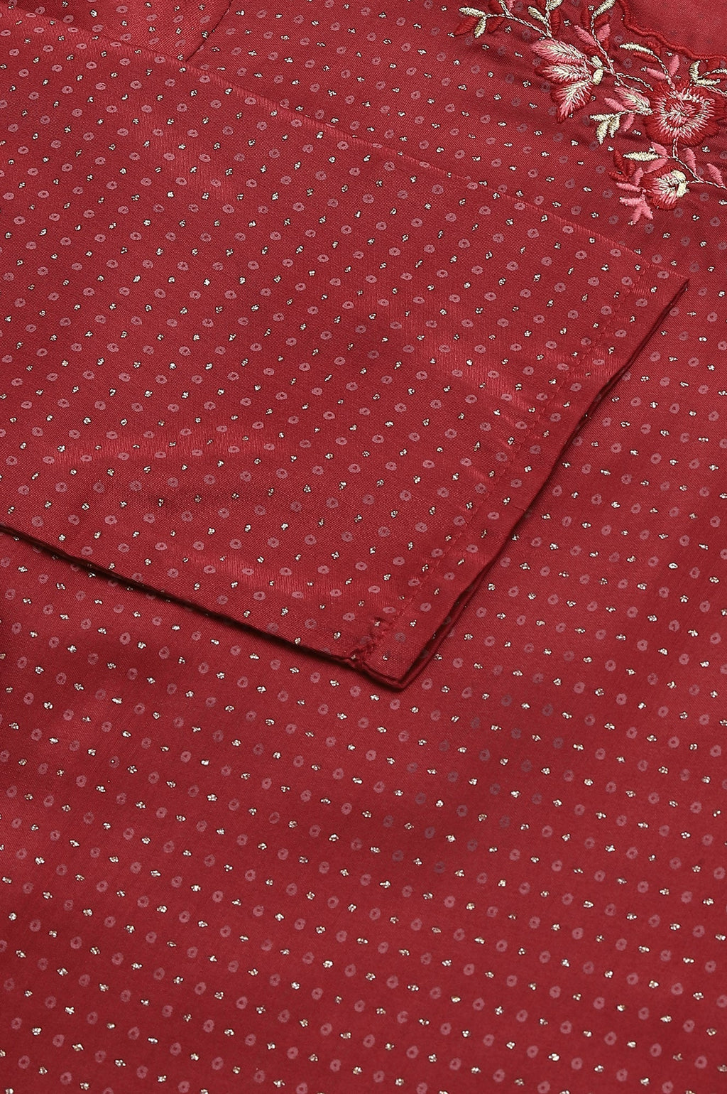 W for Woman Maroon Festive kurta With Embroidered Neck | Grocsy