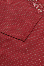 W for Woman Maroon Festive kurta With Embroidered Neck | Grocsy