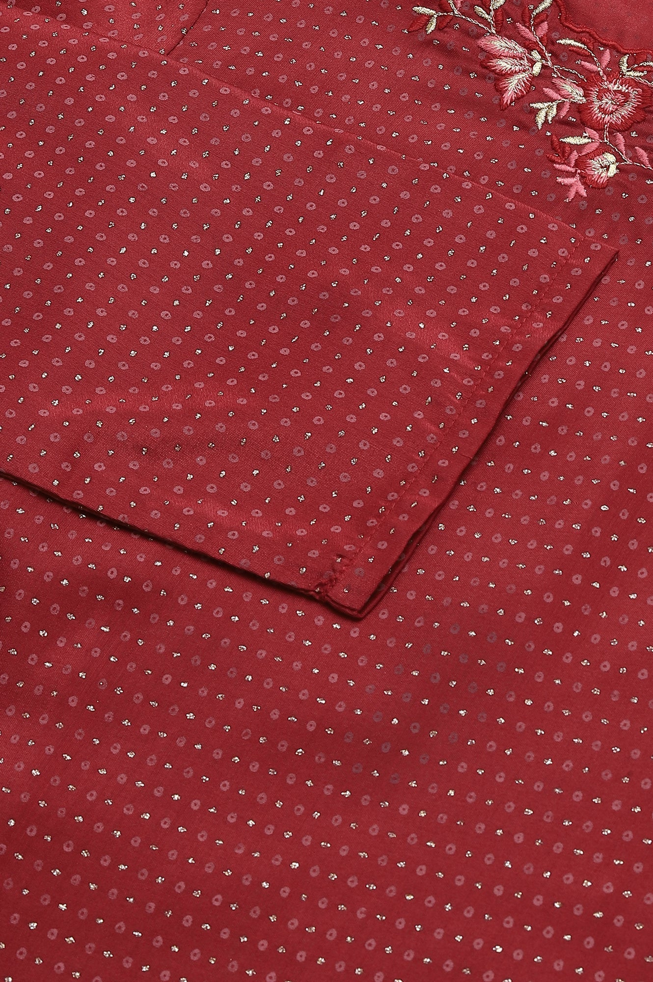 W for Woman Maroon Festive kurta With Embroidered Neck | Grocsy