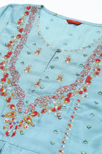 W for Woman Light Blue Attached Dress With Embroidery | Grocsy