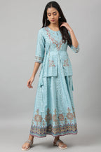 W for Woman Light Blue Attached Dress With Embroidery | Grocsy