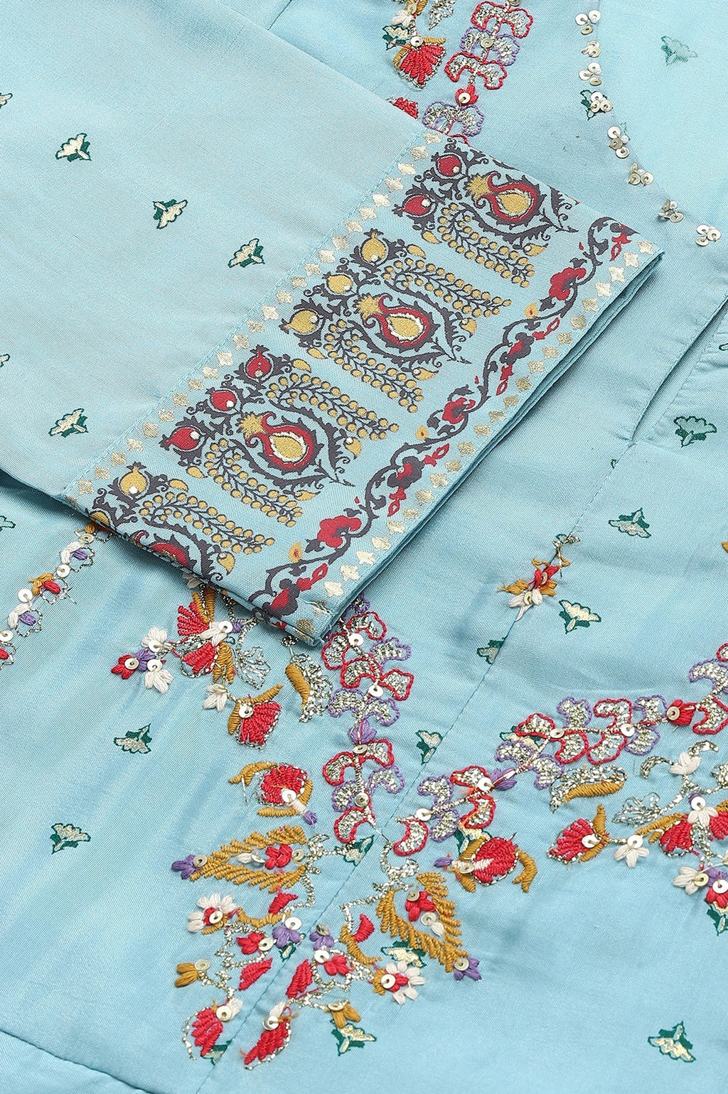 W for Woman Light Blue Attached Dress With Embroidery | Grocsy