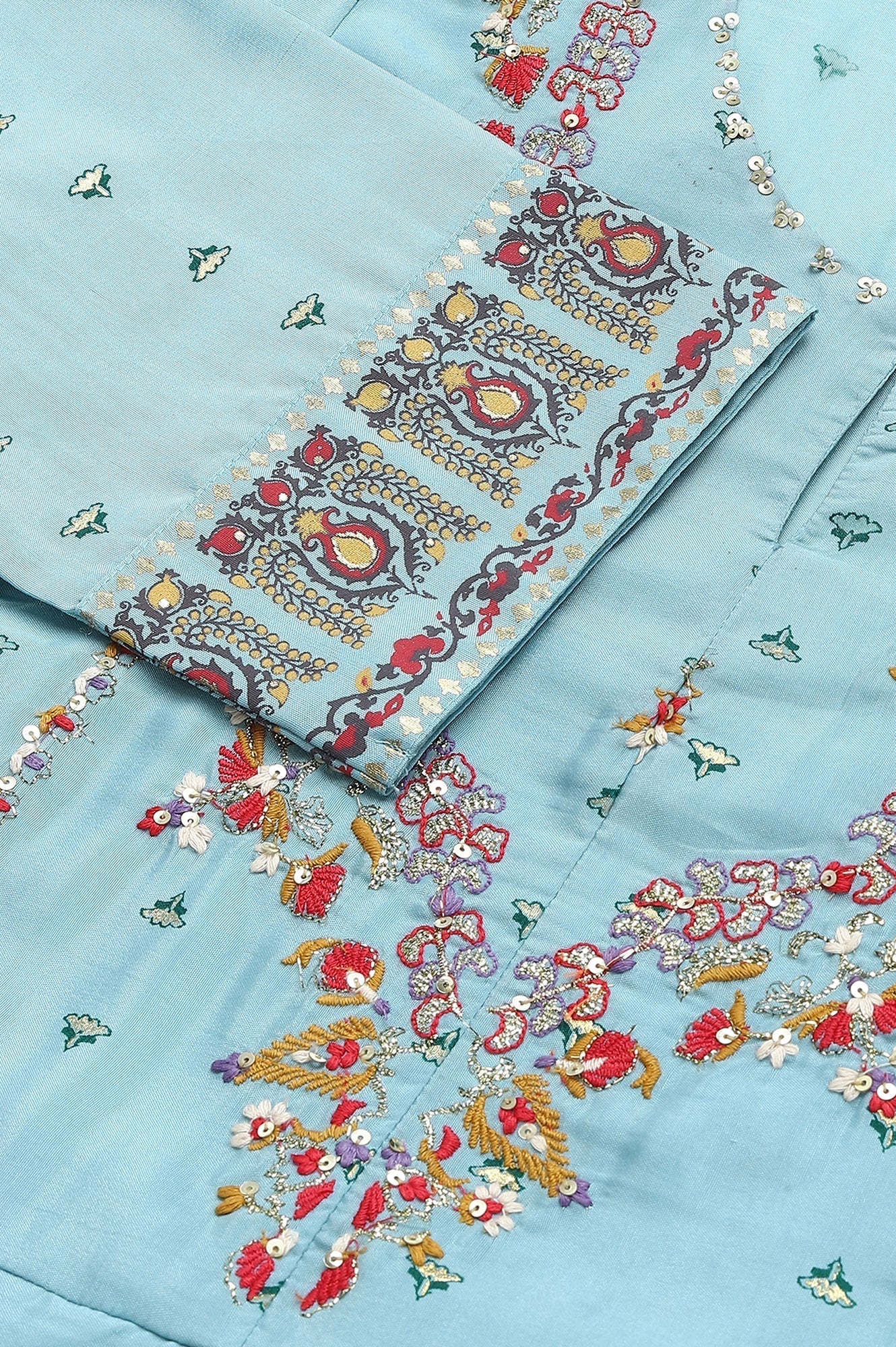 W for Woman Light Blue Attached Dress With Embroidery | Grocsy