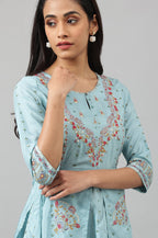 W for Woman Light Blue Attached Dress With Embroidery | Grocsy