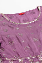 W for Woman Purple Panelled Kalidar Ethnic Dress With Sequin | Grocsy