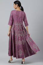 W for Woman Purple Panelled Kalidar Ethnic Dress With Sequin | Grocsy