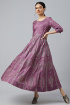 W for Woman Purple Panelled Kalidar Ethnic Dress With Sequin | Grocsy