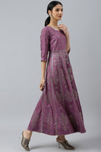 W for Woman Purple Panelled Kalidar Ethnic Dress With Sequin | Grocsy