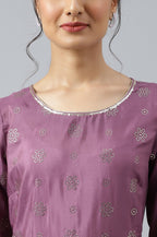 W for Woman Purple Panelled Kalidar Ethnic Dress With Sequin | Grocsy