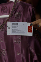 W for Woman Purple Panelled Kalidar Ethnic Dress With Sequin | Grocsy