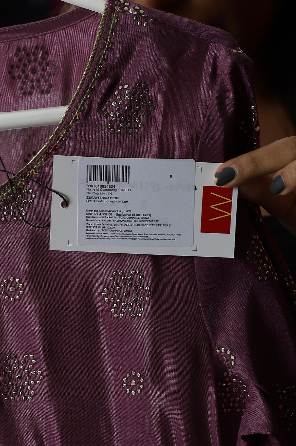 W for Woman Purple Panelled Kalidar Ethnic Dress With Sequin | Grocsy