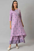 W for Woman Purple Printed Angrakha Jumpsuit | Grocsy